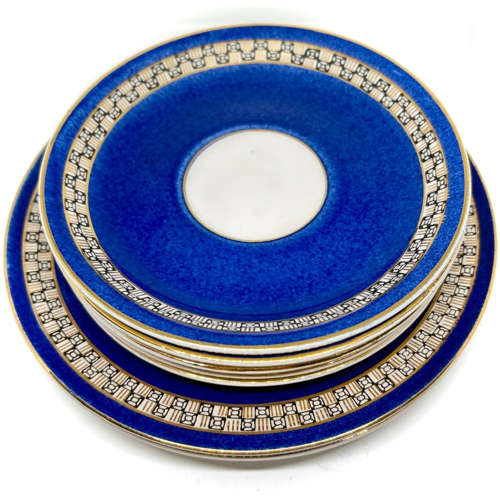 Vintage IRONSTONE Ware Craftsman China Cobalt Gold Painted Plates Made In Japan